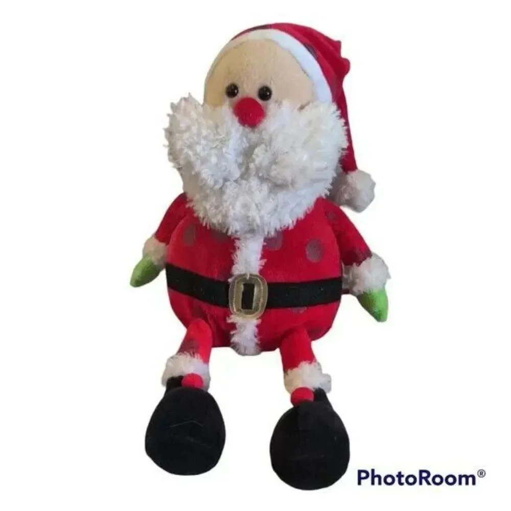 Red Polka Dot Santa Claus Plush Stuffed Character Christmas Toy 13